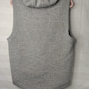 Ivy Park Sleeveless Full Zip Hoodie Quilted Stitch Spell Out Gray w/ White Small